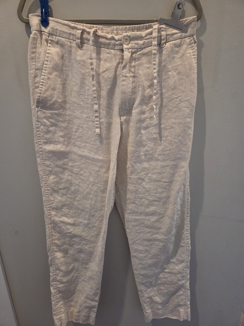 Zara Men's Cream Drawstring Linen Pants